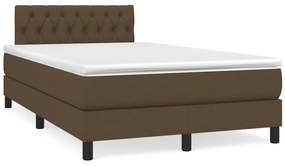 vidaXL Κρεβάτι Boxspring με Στρώμα Σκούρο Καφέ 120x200 εκ. Υφασμάτινο