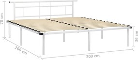 vidaXL Πλαίσιο Κρεβατιού Λευκό 200 x 200 εκ. Μεταλλικό