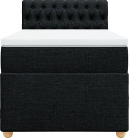 vidaXL Κρεβάτι Boxspring με Στρώμα Μαύρο 90x200 εκ. Υφασμάτινο