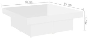 Τραπεζάκι Σαλονιού Γυαλιστερό Λευκό 90x90x28εκ. από Μοριοσανίδα - Λευκό