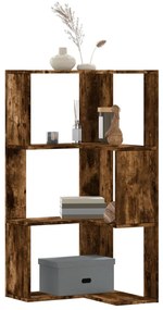 vidaXL Βιβλιοθήκη Γωνιακή 3 Επ. Καπνιστή Δρυς 50x50x102εκ Επεξ. Ξύλο