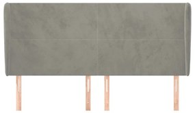 Κεφαλάρι με Πτερύγια Ανοιχτό Γκρι 183x23x118/128 εκ. Βελούδινο - Γκρι