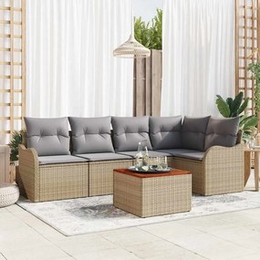 vidaXL Σετ Καναπέ Κήπου 6 pcs Μπεζ Πολυ ράταν