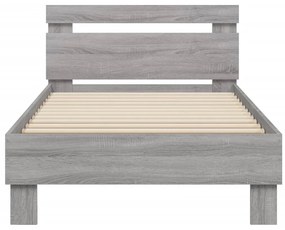 vidaXL Πλαίσιο Κρεβατιού με Κεφαλάρι και LED Γκρι sonoma 90 x 190 εκ.