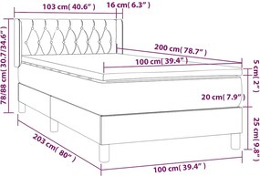 vidaXL Κρεβάτι Boxspring με Στρώμα Μαύρο 100x200 εκ. Βελούδινο