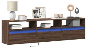 Έπιπλο Τοίχου Τηλεόρασης με LED Καφέ Δρυς 180x31x45 εκ.