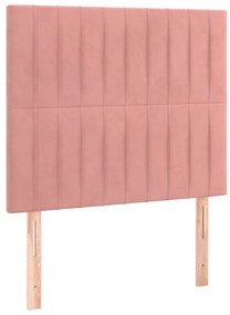 vidaXL Κρεβάτι Boxspring με Στρώμα &amp; LED Ροζ 80 x 200 εκ. Βελούδινο