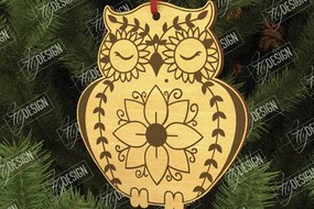 Σετ των 3 Intra απο ξύλο plywood 3mm-4mm πάχος - Λαϊκό στολίδι κουκουβάγιας | Ρουστίκ Σχέδιο | CNC Δίασταση 6x6 cm INTRAFABR-104010511