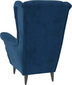 vidaXL Πολυθρόνα Μπλε Βελούδινη με Σκαμπό
