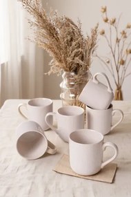 Stewehome Σετ 6 τεμαχίων κεραμικές κούπες 10 cm 450 ml μοντέρνου στυλ Κρεμ