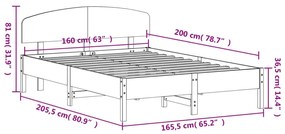 Σκελετός Κρεβ. Χωρίς Στρώμα Καφέ Κεριού 160x200 εκ Μασίφ Πεύκο - Καφέ