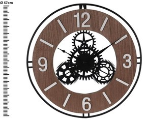 Ρολόι τοίχου HZ1003620 Mεταλλικό/ξύλινο, διάμετρος 57cm.