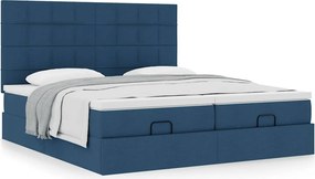 vidaXL Οθωμανικό κρεβάτι με στρώματα μπλε 180x200cm ύφασμα