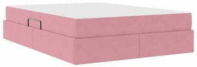 vidaXL Κρεβάτι με αποθηκευτικό χώρο και στρώμα Ροζ 140 x 190 cm