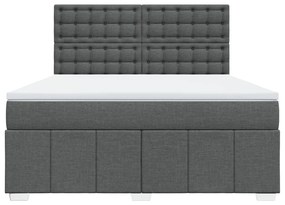 vidaXL Κρεβάτι Boxspring με Στρώμα Σκούρο Γκρι 180x200 εκ Υφασμάτιν