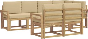 vidaXL Σειρά Καναπέ Εξωτερικού 7 pcs Λευκό και Μπεζ Πολυεστέρας