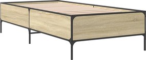 vidaXL Πλαίσιο Κρεβατιού Sonoma Δρυς 75 x 190 εκ. Επεξ. Ξύλο &amp; Μέταλλο