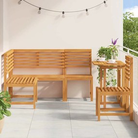 vidaXL Σετ Παγκάκι Κήπου 4 pcs Καφέ Μασίφ ξύλο ακακίας
