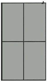 Διαχωριστικό Ντουζιέρας 118 x 190 εκ. από Σκούρο Ψημένο Γυαλί - Μαύρο