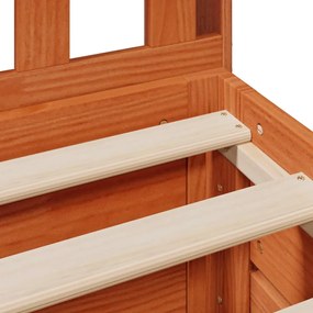 Κρεβάτι Βιβλιοθήκη Χωρίς Στρώμα 160x200 εκ Μασίφ Ξύλο Πεύκου - Καφέ