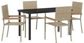 vidaXL Σέτ φαγητού για κήπο 5 pcs Μπεζ Πολυ ράταν