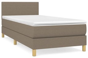 vidaXL Κρεβάτι Boxspring με Στρώμα Taupe 90x200 εκ. Υφασμάτινο