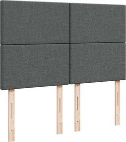 vidaXL Κρεβάτι Boxspring με Στρώμα Σκούρο Γκρι 140x190 εκ. Υφασμάτινο