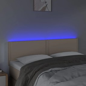 vidaXL Κεφαλάρι Κρεβατιού LED Καπουτσίνο 144x5x78/88 εκ. Συνθετ. Δέρμα