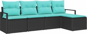 vidaXL Σετ Καναπέ 5 pcs Μαύρο συνθετικό ρατάν
