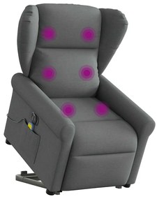 Πολυθρόνα Μασάζ Ηλεκ. Ανακλινόμενη Ανύψωση Σκ. Γκρι Υφασμάτινη