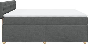 vidaXL Κρεβάτι Boxspring με Στρώμα Σκούρο Γκρι 180x200 εκ Υφασμάτιν