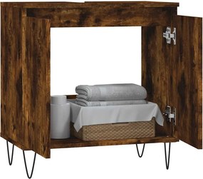 vidaXL Ντουλάπι Μπάνιου Καπνιστή Δρυς 58 x 33 x 60 εκ. Επεξεργ. Ξύλο