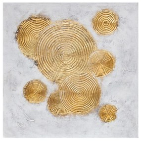 Πίνακας Σε Καμβά Festos 1 021634 82x82xH4,5cm White-Gold Τετράγωνοι Wood, Canvas