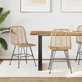 vidaXL Καρέκλα τραπεζαρίας 2 pcs Καλάμι και Σίδερο Φυσικό