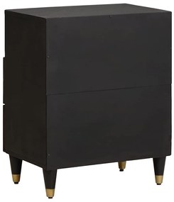 vidaXL Κομοδίνο με συρτάρι Μαύρο 50 x 33 x 62 εκ. Στερεό ξύλο μάνγκο