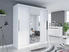 Ντουλάπα Bristol 116, Άσπρο, 205x205x63cm, Πόρτες ντουλάπας: Ολίσθηση