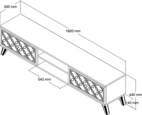 Έπιπλο Τηλεόρασης Καρυδιά / Χαλκηδόνιος CLASS 180x35x44