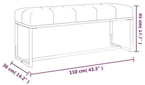 Πάγκος Γκρι 110 x 36 x 45 εκ. Βελούδινος - Γκρι