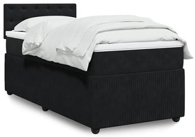 vidaXL Κρεβάτι Boxspring με Στρώμα Μαύρο 90x190 εκ. Βελούδινο