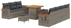 vidaXL Σετ Καναπέ Κήπου με μαξιλάρι 10 pcs Γκρι