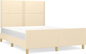 vidaXL Σκελετός Κρεβατιού Χωρίς Στρώμα Κρεμ 140x200 εκ.Υφασμάτινο