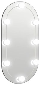 Καθρέφτης με Φώτα LED 80x40 εκ. Γυαλί Οβάλ - Ασήμι
