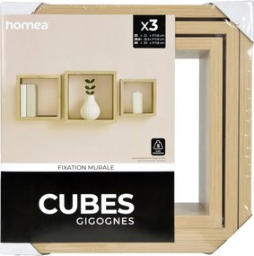 ΡΑΦΙΈΡΕΣ/ΡΆΦΙΑ ΤΟΊΧΟΥ SET OF 3 NESTED CUBES MDF 23/26,5/30CM LIGHT OAK H