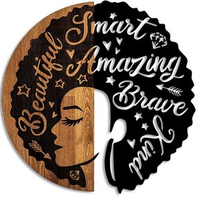 Διακοσμητικό Τοίχου Female 899SKL2620 59x56cm Walnut-Black Wallity Μέταλλο,Ξύλο