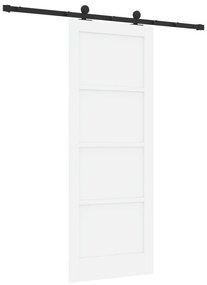 vidaXL Συρόμενη Πόρτα με Σετ Εξαρτημάτων Λευκή 78x202 cm Σταθερό Ξύλο Πεύκου