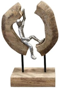 Διακοσμητικό Επιτραπέζιο Vualo 312-000004 18x10x26cm Natural-Silver Inart Wood,Aluminum