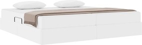vidaXL Κρεβάτι με αποθηκευτικό χώρο και στρώμα 2 pcs Λευκό Δέρμα