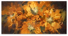 Πίνακας σε καμβά "Orange Flowers" Megapap ψηφιακής εκτύπωσης 120x60x3εκ.