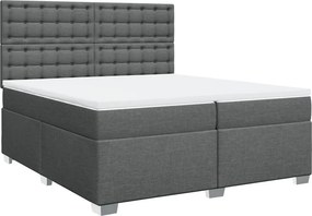 vidaXL Κρεβάτι Boxspring με Στρώμα Σκούρο Γκρι 200x200 εκ. Υφασμάτινο