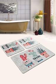 Bathmat Set (3 Pieces) Happy Cactus 2 Multicolor